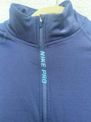 Nike Pro Hyperwarm Women’s Navy Blue 1/2 Zip Long Sleeve Training Top DES thumbnail 2