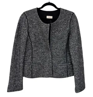 NEW LOFT Wool Blend Collarless Blazer in Dark Heather Gray - Size 6 thumbnail 1
