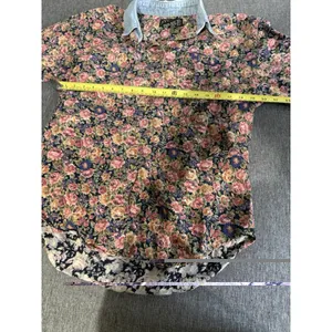 VTG At Last Shirt Top Women M Floral Button Down Long-Sleeve Denim Collar 90's thumbnail 7