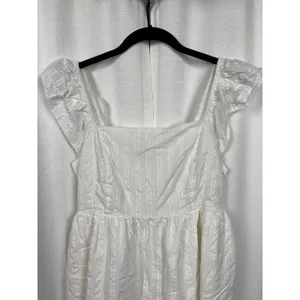 American Eagle White Flutter Sleeve Babydoll Smocked Romper Sz.L thumbnail 5