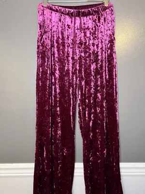 Stars Above Pants Womens Medium Pink Crushed Velour Lounge Drawstring Pockets thumbnail 2