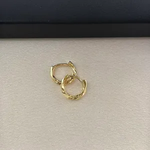 13mm Small Hoop Earrings for Women Irregularly Twisted Design Gold Hoop thumbnail 2