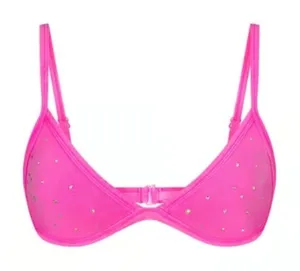NWT SKIMS (C4) Outdoor Rhinestones Skimpy Triangle Bralette In Taffy Pink thumbnail 1