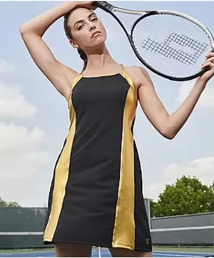 Sports Illustrated gold & black M racerback tennis dress thumbnail 1