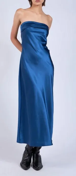 Satin Silk Backless Amazon Tube Top Maxi Dress thumbnail 1