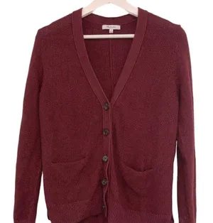 Madewell size medium cranberry grandpa cardigan thumbnail 1
