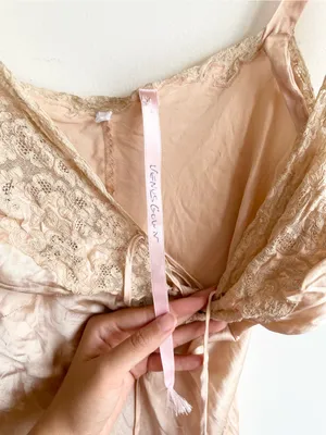 Vintage 100% Silk Lace Up Dress Pink Made In France Victorian Renaissance thumbnail 7