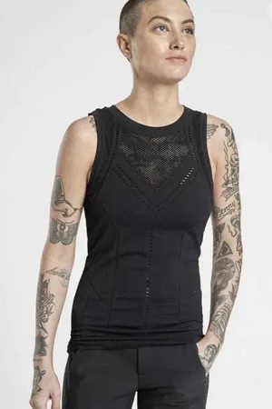 Athleta Oxygen Tank Women L Black Mesh Seamless Performance Activewear Yoga Top thumbnail 1