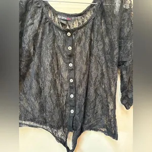 Self Esteem L Whimsigoth Black Lace Crop Top Romantic Goth Tie Front thumbnail 4