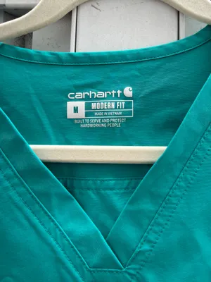 Carhartt Force C12113 Scrub Top Women’s Medium Teal Stretch Modern Fit thumbnail 2