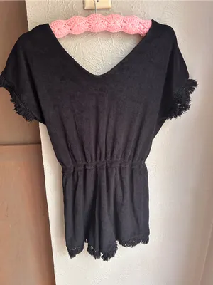 Wild Fox black swim romper Size Small Beachy pool ready thumbnail 1
