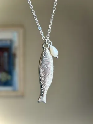 Handmade gold tone fully gold tone stainless steel fish boho funky chic necklace🌀🐟 thumbnail 8