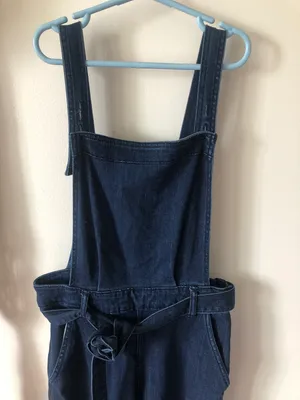 Gap Straight Leg Denim Overalls Jumpsuit With Bow Wrap thumbnail 2