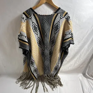 Lava Accessories Poncho Drape Women's One Size Saddle Blanket Design Black Beige thumbnail 5
