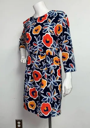 Hutch Retro Navy Blue Orange Floral Mini Dress 3/4 Sleeve Women's Size 10 Petite thumbnail 2