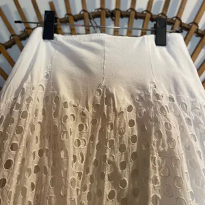 Passports Women’s Textured Midi Skirt Elegant White Boho Euro Summer Layered 🪬🧿 thumbnail 3