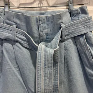 A New Day Womens Light Wash Paperbag Waist Denim Jeans Size‎ 6 Belted Tapered thumbnail 4
