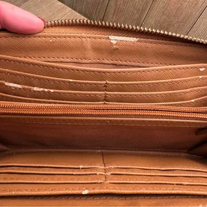 Fossil Wristlet‎ Tan Pink Red Salmon w/ Tons of Card Slots thumbnail 6