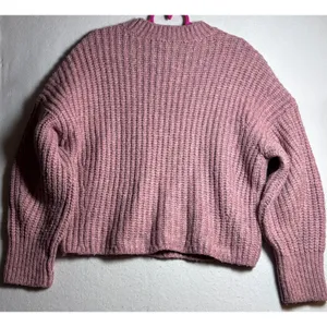 Abercrombie & Fitch Pink Chunky Knit Balloon Sleeve Sweater Medium Quiet Luxury thumbnail 4
