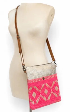 Myra Bag Cowhide & Neon Pink Aztec Crossbody Bag thumbnail 1