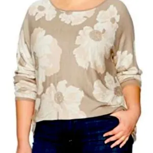 Ruby Rd Women's XL Sweater Floral Knit Pullover Tan Pink Crew Neck EUC thumbnail 1