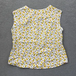 Boden Lemon Print Sleeveless Top 100% Linen Lagenlook Preppy Boho Women's 8 thumbnail 2