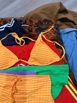 Women’s Orange Checked gingham boy Short bikini Size M Size M thumbnail 3