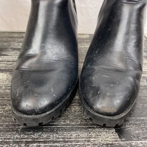 Zara Leather Black Lug Sole Heeled Chelsea Ankle Boots 8 thumbnail 7