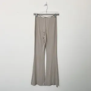 [TRESSER] Tan Criss Cross Tie Waist Ruched Low Rise Flare Leg Pants Size Small S thumbnail 4