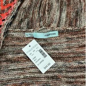 Maurices Hooded Southwestern Cardigan Boho Western Fringe Marled Knit Sweater thumbnail 4