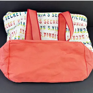 Victoria's Secret All Over Logo Tote Bag Coral 11152949 12x16 thumbnail 3