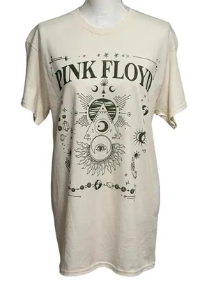 Pink Floyd Cream/Green Cosmic Pyramid Graphic Tshirt NWT thumbnail 1