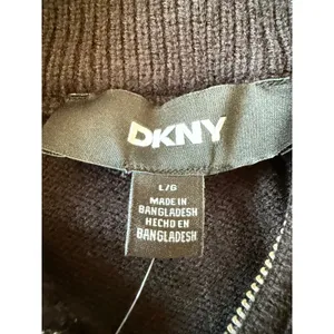 DKNY Womens Quarter‎ Zip Striped Pullover Sweater Black White Large NWT thumbnail 4