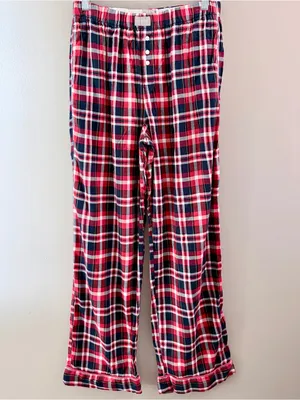 J.Crew Plaid Pajama Flannel Set Women Small Red Navy Blue Cotton NWOT thumbnail 7