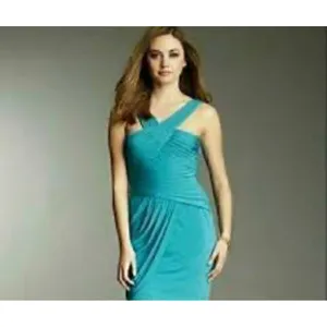 BCBGMAXAZRIA Helyn Blue Jade Ruched Crisscross Halter Mini Dress Medium NYC6P464 thumbnail 6