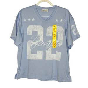 State of Mine Light Blue Georgia 22 Mesh Jersey Short Sleeve Womens Medium thumbnail 1
