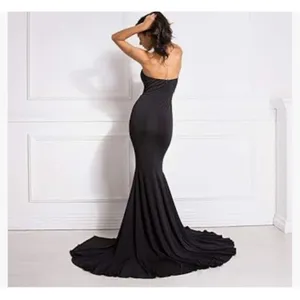 NEW Black Formal Strapless Evening Prom Gown Dress S Tall thumbnail 2