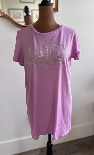 Juicy Couture Embellished‎ Rhinestone T-Shirt Dress Sleepwear Lavender Medium thumbnail 1