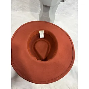 Universal Threads Rust Orange 100% Wool Wide Brim Fedora Hat‎ Embroidered Band thumbnail 5
