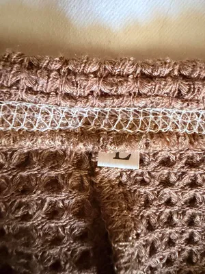 Brown Waffle Knit Long Sleeve Loungewear Pajama Top (Large) thumbnail 5
