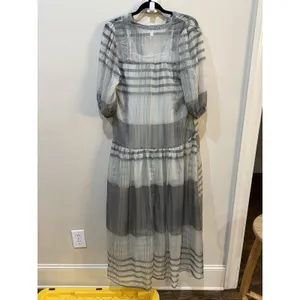 $228 Splendid Chance Printed Drop Waist Maxi‎ Dress, Light Green Size XS No Belt thumbnail 4