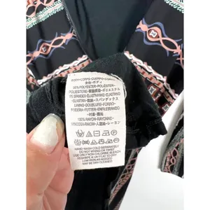 Free People Long Sleeve Geometric Print Mini Dress Black Rust‎ Front Zip Size M thumbnail 9