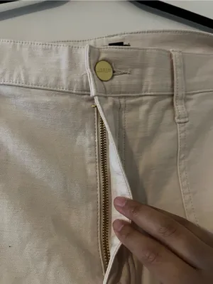 J Crew Cream Camp Pocket Wide Leg Pants 32 High Rise Utility Minimalist Cotton thumbnail 3