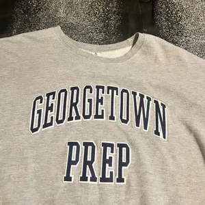 Lg Tultex Georgetown Prep Crewneck Sweatshirt-gray/navy thumbnail 3