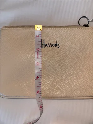 Harrods Pebbled Leather Zip Pouch in Cream thumbnail 9