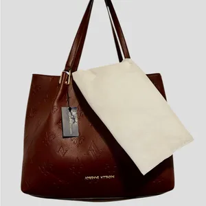 NWT.. Adrienne Vittadini Marseille Wine Leather Embossed Tote & Pouch MSRP $210 thumbnail 6