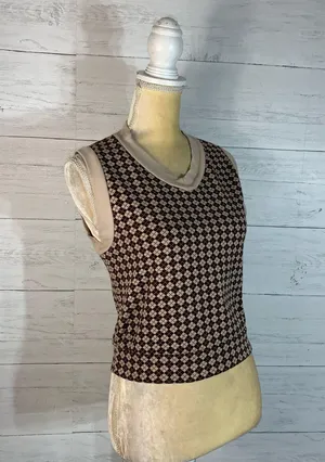 Urban Romantics Y2K Argyle Vest Women’s M Brown Preppy Retro Lightweight Academia thumbnail 8