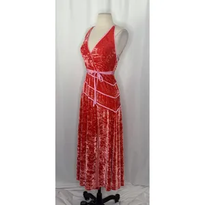 FREE‎ PEOPLE Deia Velvet Midi Dress Pink Rose Strappy Dainty Romantic X-Small thumbnail 7