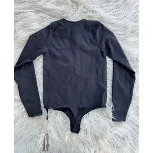 Skims Essential Crew Neck Long Sleeve Bodysuit Onyx Size S/M thumbnail 6