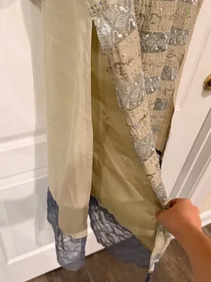 Handmade Indian Beige and Gray Embroidered Formal Women's Dress thumbnail 6